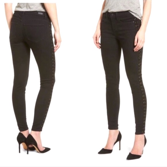 Black Lace up Skinny Jeans - New with tags - Picture 1 of 2